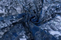 Ткань Гипюр вышивка с пайетками оптом и в розницу