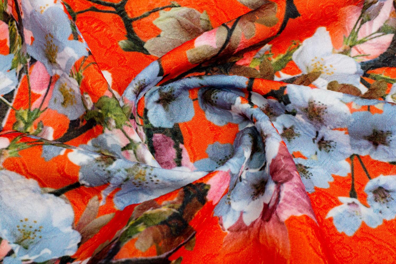 Жаккард цветы, цвет: коралловый 8576 – купити от 94.47 грн/м | Etkani